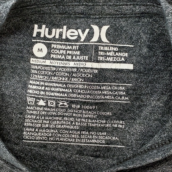 Hurley Surf Skateboard Medium Snowboard Retro Shirt Heather Grey - Picture 7 of 7
